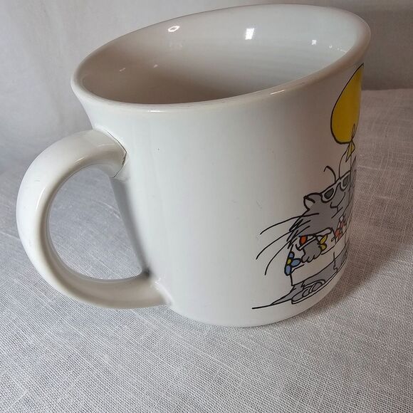 Vintage Boynton Southpaw Ceramic Coffee Mug - Cat w Yellow Balloon 1980 - Picture 3 of 6
